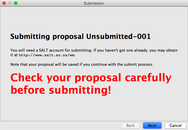 Submission dialog
