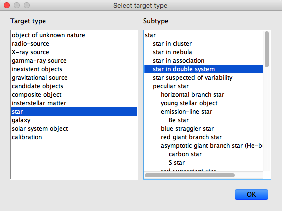Selecting a target type